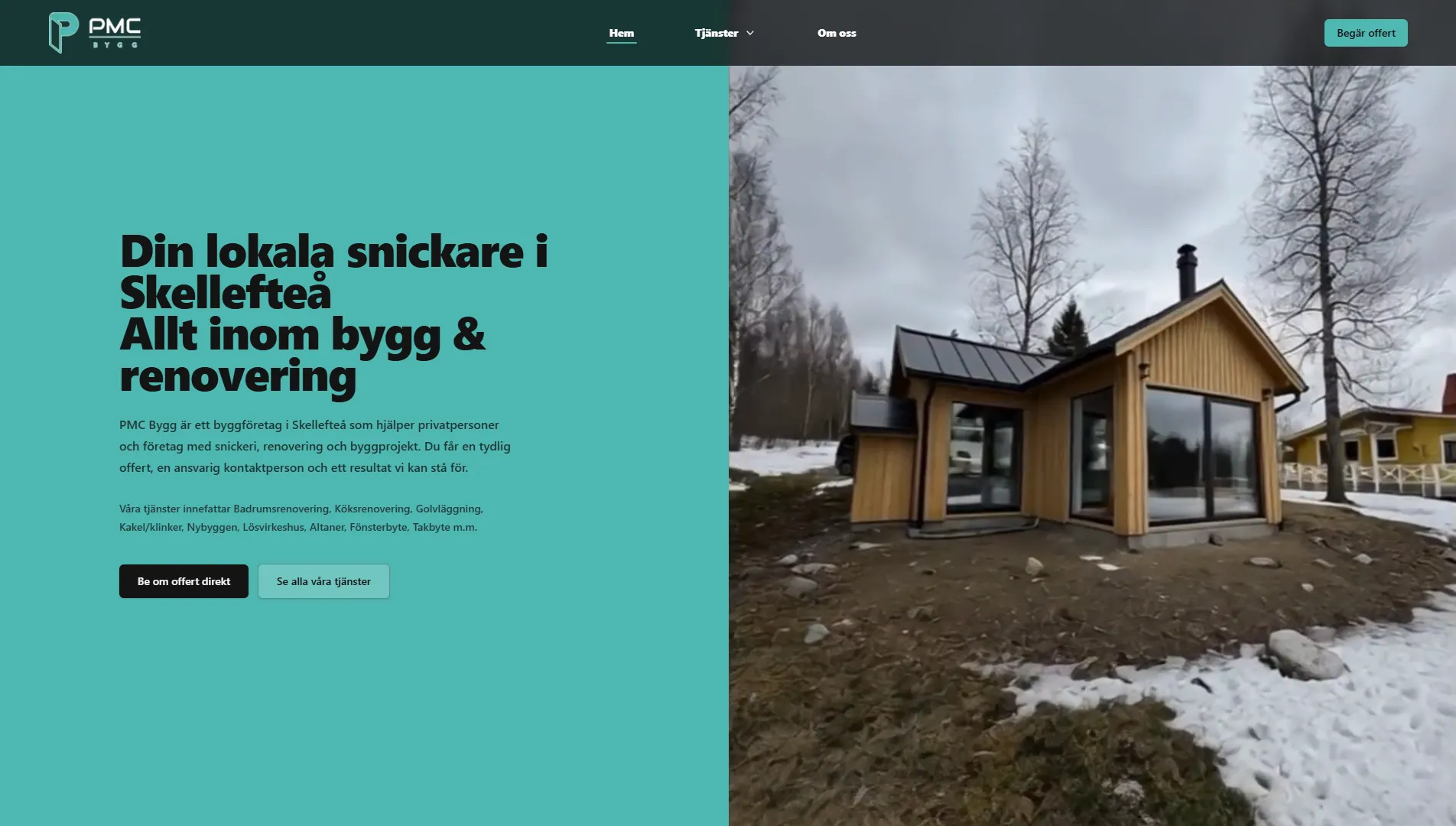 Företagswebbsida till PMC Bygg & Entreprenad bild