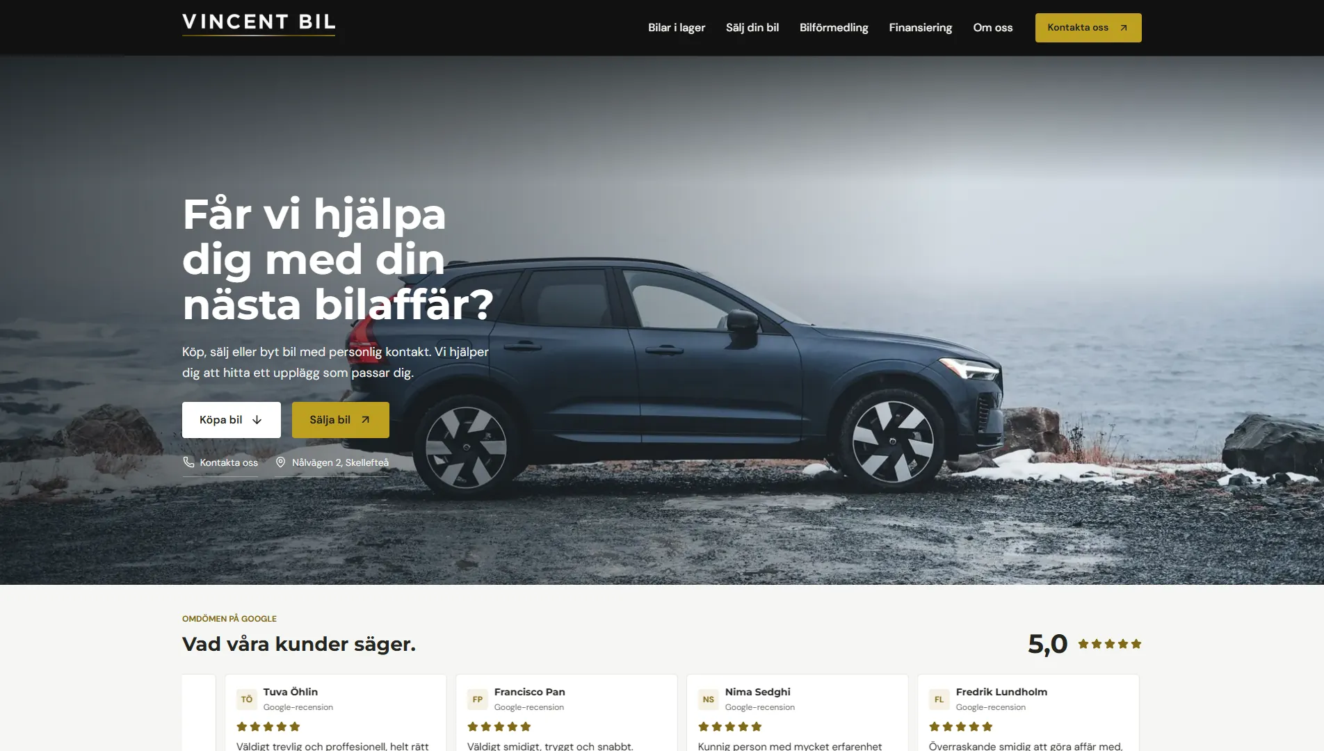 Vincent Bil webbsida